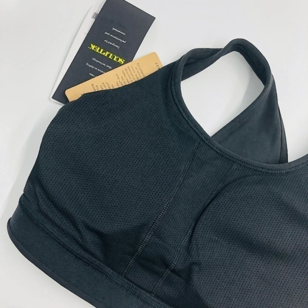 NWT Athleta High Neck Sports Bra Black Cup C DD